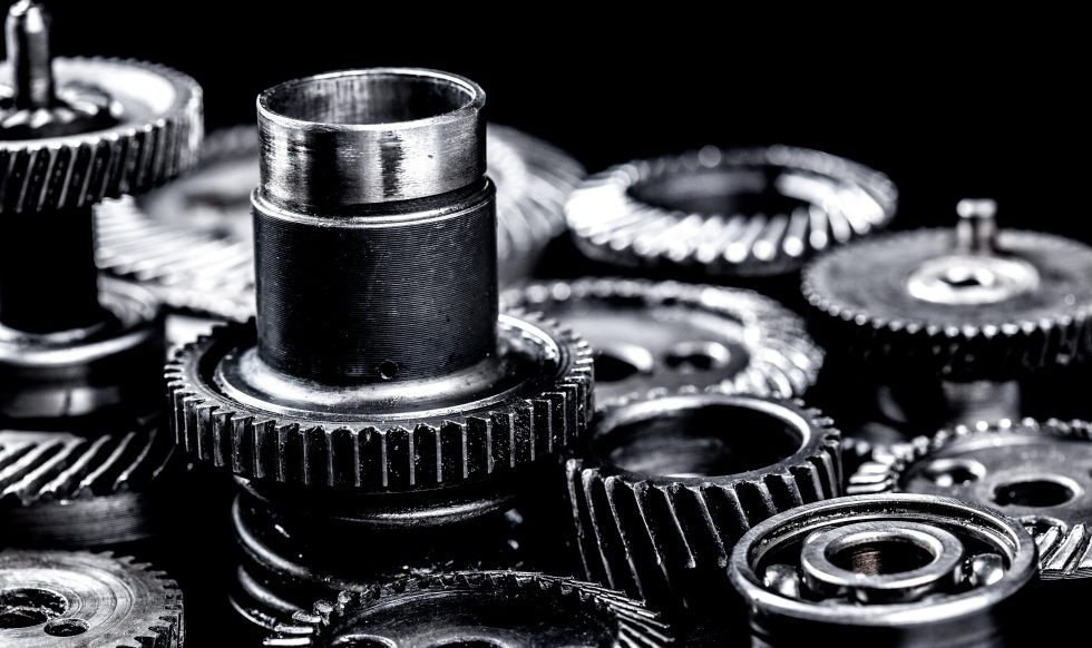 Metal gears on black background Metal gears on black background